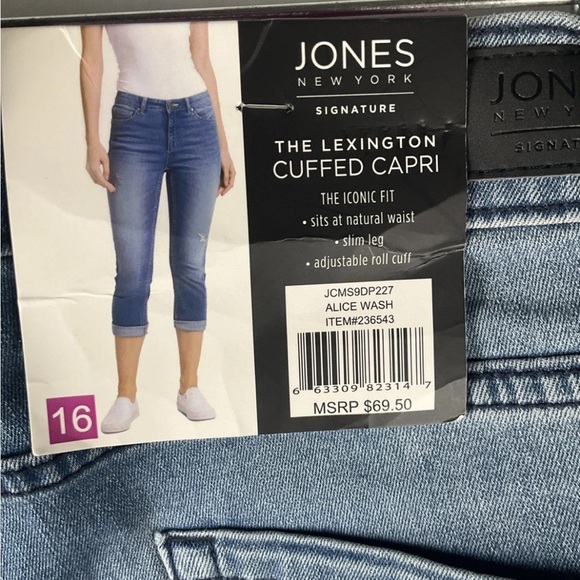 Jones New York Women’s Blue Lexington Cuff Capri Size 16 Alice Wash Slim Leg - Picture 3 of 16
